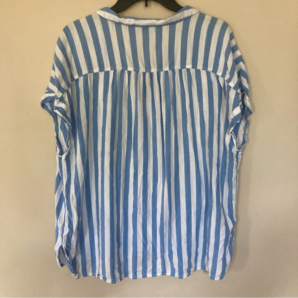 Old Navy Striped Blue and White Linen Blend Blouse - Picture 4 of 4